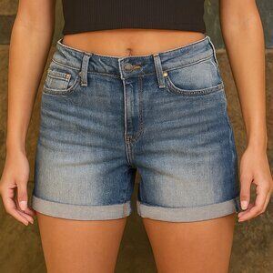 Cute Just Black Denim Shorts – Rolled Cuff, Size 27